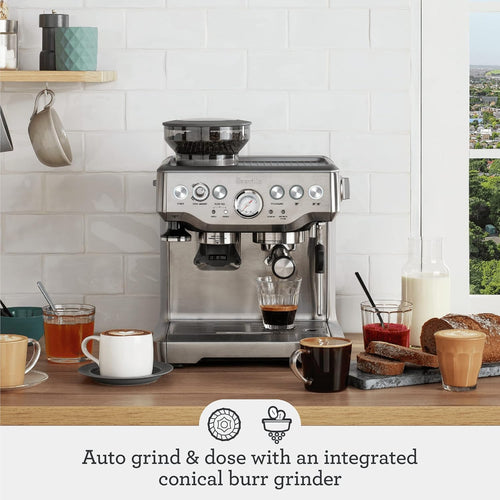Breville BES870XL Barista Express Espresso Machine, Brushed Stainless Steel | Craft café-quality espresso shots, lattes and cappuccinos at home with this manual coffee maker with built-in grinder